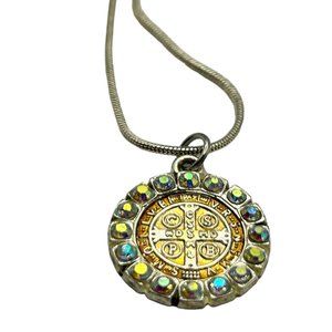 Rhinestone St Benedict  Necklace